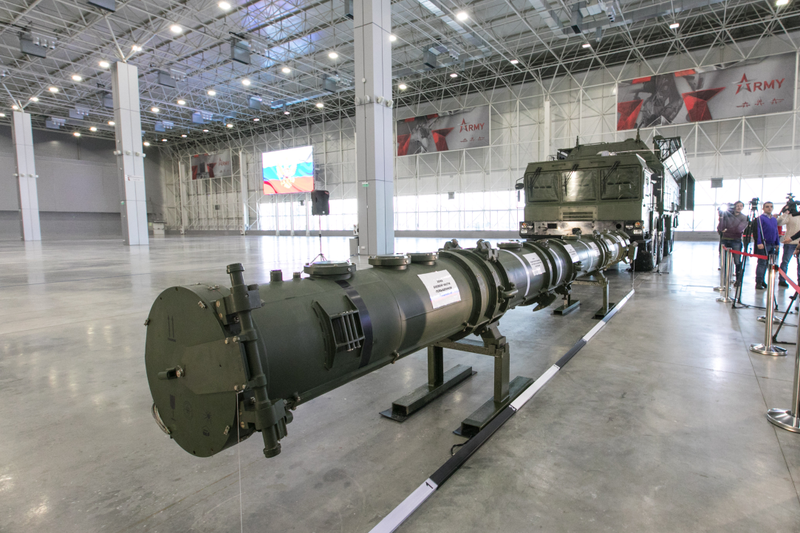 Russian 9M729 cruise missiles in their launch canisters. Russia insists the missile’s range does not violate the INF Treaty.